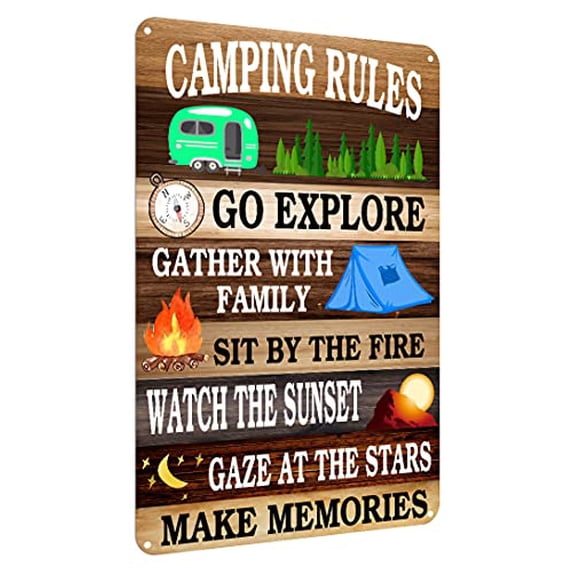 Funny Sign Camping Rules Metal Tin Sign Cave Campsite Bar Terrace House ...