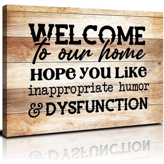 Funny Signs for Home Decor Humor Saying Quotes Picture Canvas Wall Art for Living Room Funny Kitchen Wall Decor Retro Welcome Signs Poster Painting Party Artwork Decorations 12x16" Ready To Hang