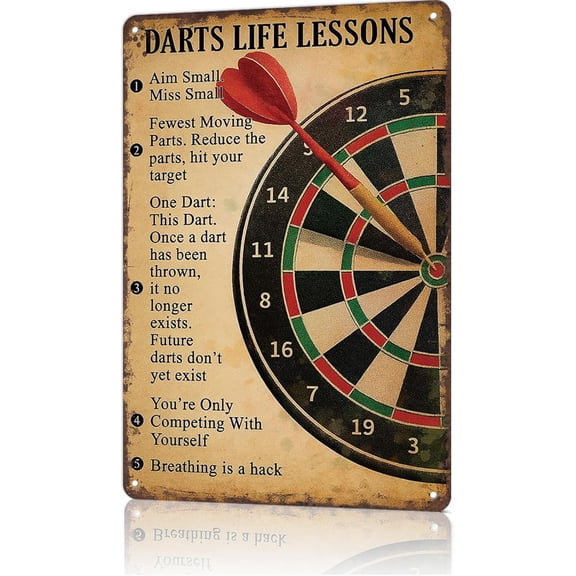 Funny Signs Poster Dart Board Metal Wall Art for Office Dorm Room Bar Garage Decor 8X12inch