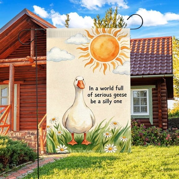 Funny Silly Goose Garden Flag Sun Daisy Print, Double Sided 12x18 Inch Outdoor Decoration Flag for Patio Yard, Summer Humor