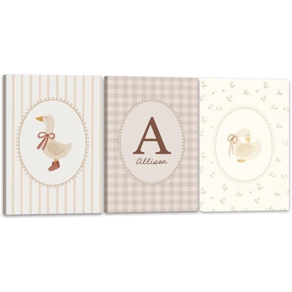 Funny Silly Goose Wall Art 3Pcs Goose bear daisy Poster Girls Room Illustration Cute Duck Animal Painting Wall Decor Farmhouse Cottagecore Canvas Print For Bedroom Dorm Nursery