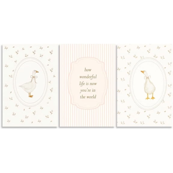 Funny Silly Goose Wall Art Beige Nursery Decor Farm Poster Aesthetic Cute Duck Animal Painting Wall Decor Farmhouse Cottage Core Canvas Print For Bedroom Bathroom Nursery Unframed