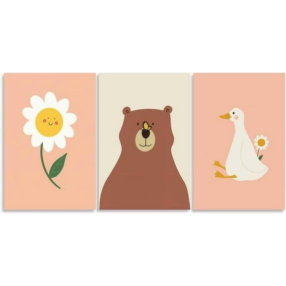 Funny Silly Goose Wall Art Beige Nursery Decor Farm Poster Aesthetic Cute Duck Animal Painting Wall Decor Farmhouse Cottage Core Canvas Print For Bedroom Bathroom Nursery Unframed