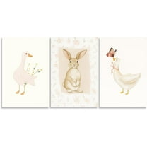 Funny Silly Goose Wall Art Beige Nursery Decor Farm Poster Aesthetic Cute Duck Animal Painting Wall Decor Farmhouse Cottage Core Canvas Print For Bedroom Bathroom Nursery Unframed