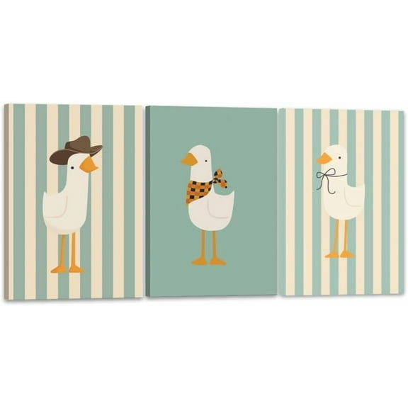 Funny Silly Goose Wall Hieng Geese Family Hand-Painted Beige Goslings Poster Cute Duck Animal Painting Wall Decor Farmhouse Cottage Core Canvas Print For Girl Bedroom Nurserych