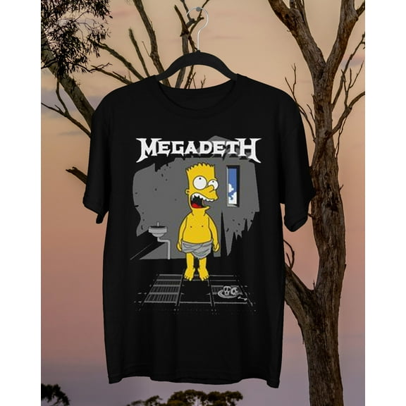 Funny Simpson Megadeth Band Cotton Unisex Black Full Size Tee Shirt
