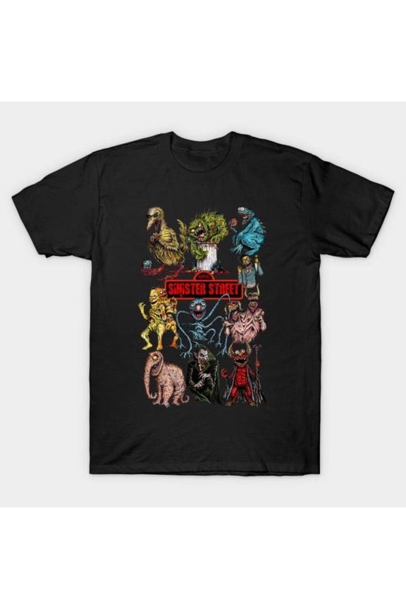 Funny Sinister Street Horror Puppets Parody Artwork Print, H10750 T-Shirt, for Men and Women, Up to Size 5XL