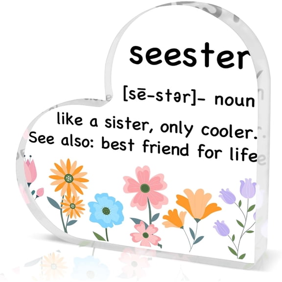 Funny Sister Acrylic Sign Seester Definition Plaque, Gift from Brother, Bestie, Friend, Soul Sister, Birthday or Christmas Decor, 4x4 Inch