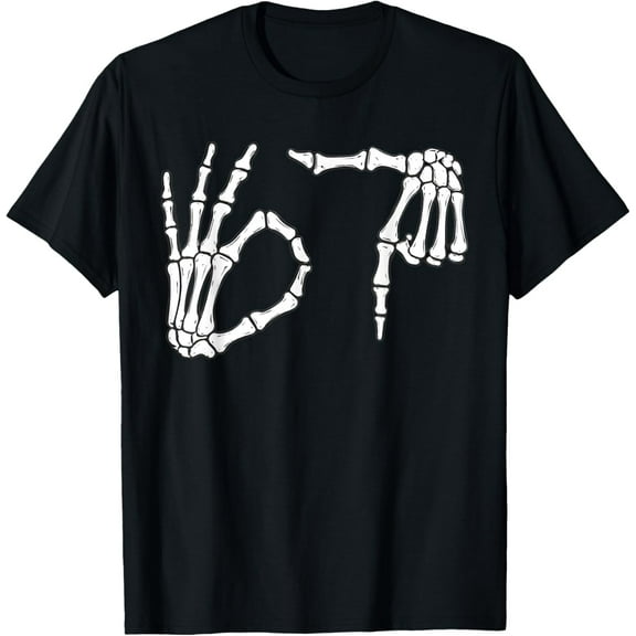 Funny Six Seven 6 7 Meme 67 Skeleton Hand Halloween Costume T-Shirt