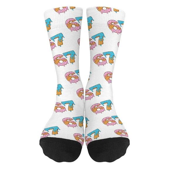 Funny Six Seven 6 7 Meme Design 67 Half Calf Sock For Men (Light Gray)