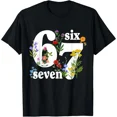 thumbnail image 1 of Funny Six Seven 6 7 Meme Gen Alpha Slang 6 7 Floral Women T-Shirt, 1 of 6