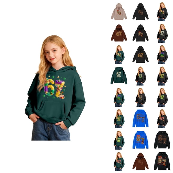 Funny Six Seven 6 7 Meme Gen Alpha Slang Kids 67 Ice Cream Drip Meme Hoodie Boys Girls Printed Long Sleeve Sweatshirt