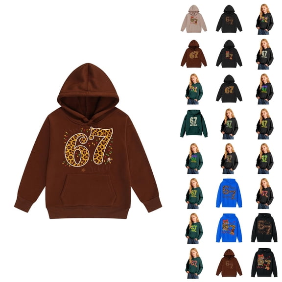 Funny Six Seven 6 7 Meme Gen Alpha Slang Kids 67 Ice Cream Meme Hoodie Boys Girls Printed Long Sleeve Sweatshirt