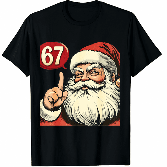 Funny Six Seven 6 7 Meme Santa Christmas T-Shirt for Adults Men and Women