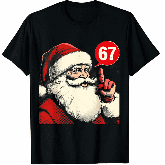 Funny Six Seven 6 7 Meme Santa Christmas T-Shirt for Adults Men and Women
