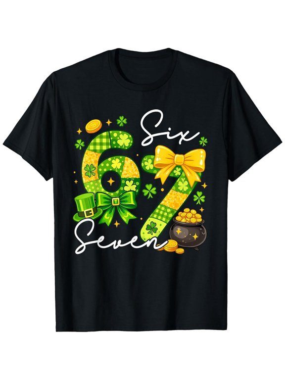 Funny Six Seven 67 Meme St Paddy's Boys Girls St Patrick's Day T-Shirt, T-Shirt for Kids Youth, 180gsm, 100% Cotton