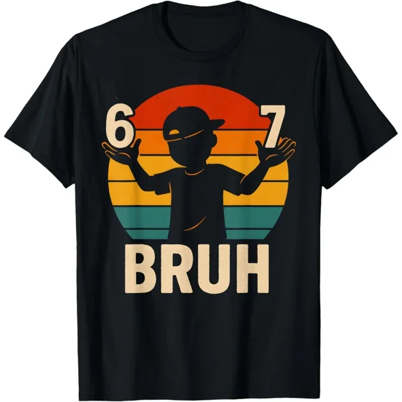 Funny Six Seven Hands Meme Design 67 Bruh Social Media Humor Unisex T-Shirt, S-5XL