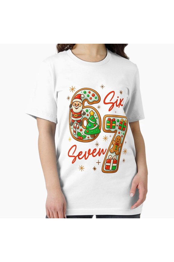 Funny Six Seven Meme Christmas Claus Holiday Graphic Unisex T-Shirt up to size 5XL