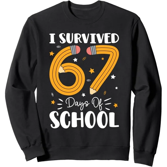 Funny Sixty Seven Teachers Students Days Of School Meme Humor Graphic Sweatshirt, up to size 5XL