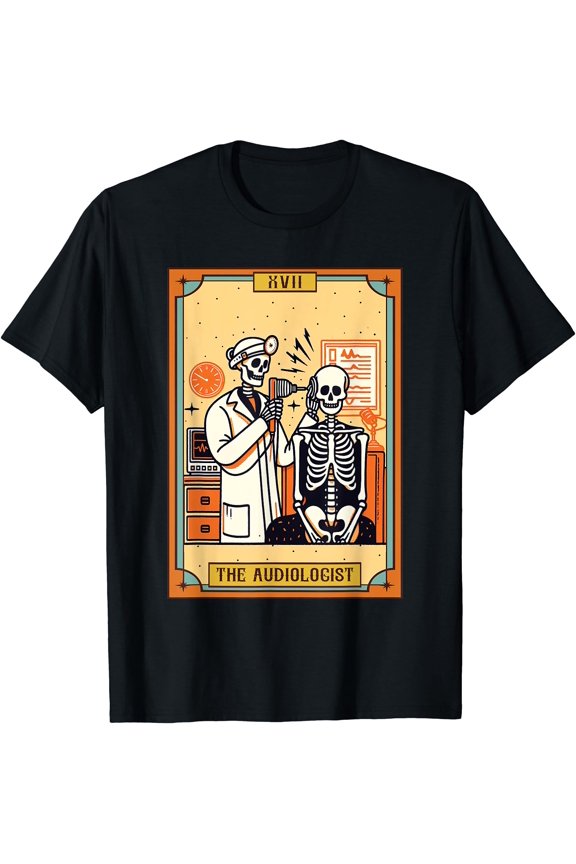Funny Skeleton Audiology Student The Audiologist Tarot Card T-Shirt