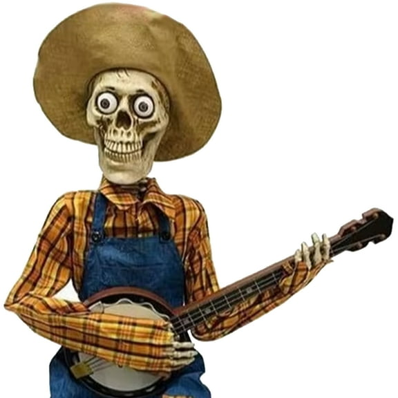 Funny Skeleton Banjo Party Decoration Solid Plastic Available In 2 Color Option Suitable For Halloween And Music Event