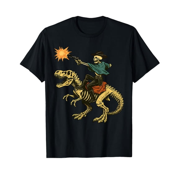 Funny Skeleton Cowboy Riding T-Rex T-Shirt for Unique Western Style