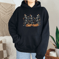 thumbnail image 1 of Funny Skeleton Dance Pumpkin Print Long Sleeve Tops Vintage Halloween Graphic Tees Casual Hoodies Cute Fall Sweatshirts for Daily Outfits Black,L, 1 of 5