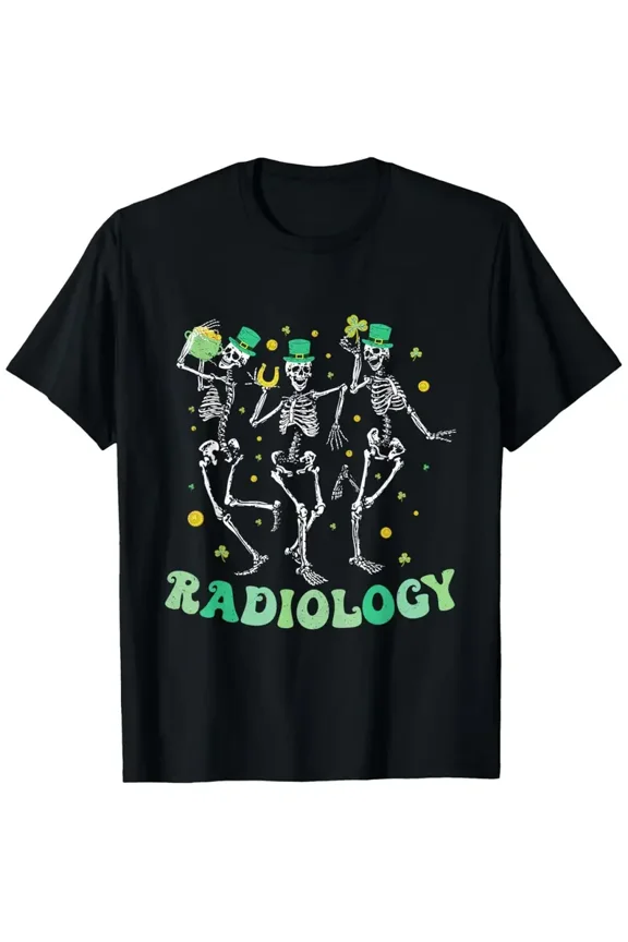 Funny Skeleton Dance Radiology X-Ray Tech Men Casual Cotton Graphic T-Shirt