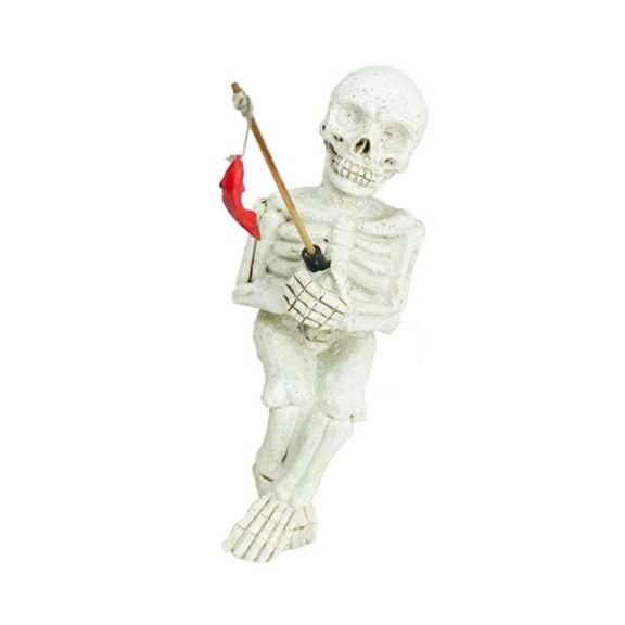 Fishing Skeleton Aquarium Ornament Fisherman Resin FishTank Decoration FishTank Accessory