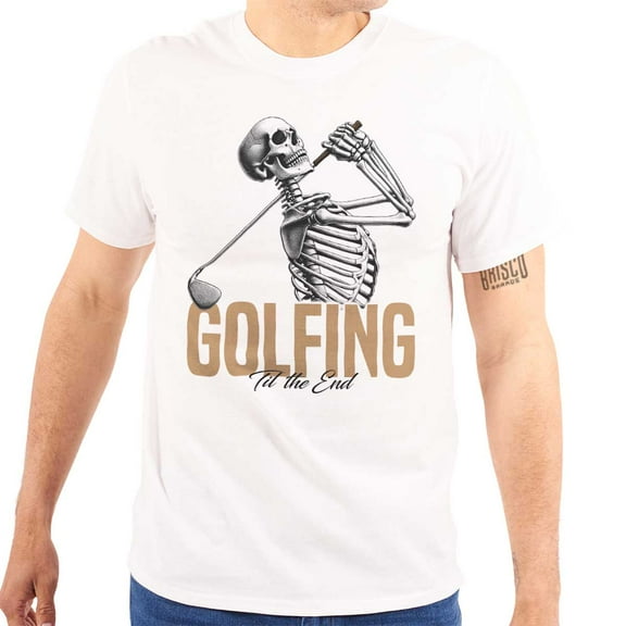 Funny Skeleton Golfing Til The End Men's Graphic T Shirt Tees Brisco Brands S