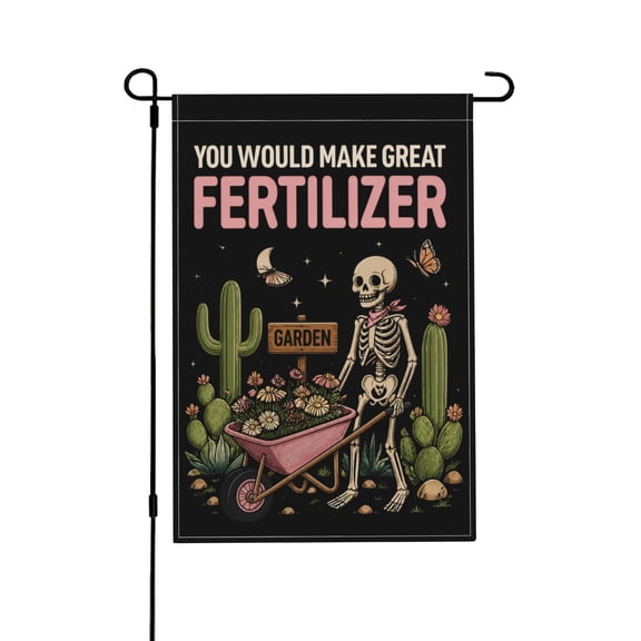 Funny Skeleton Halloween Garden Flag For Yard And Porch Decor 12x18 in