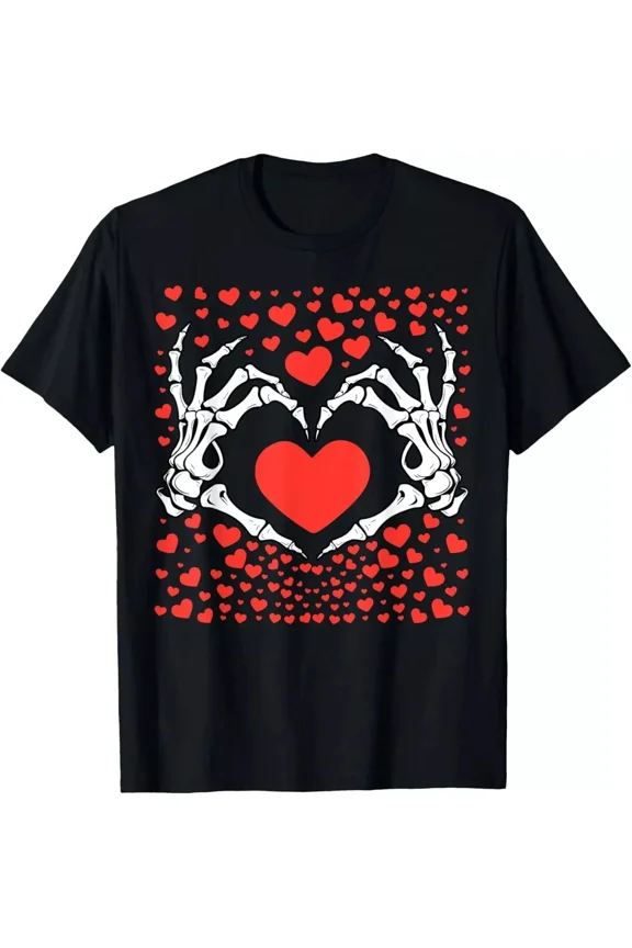Funny Skeleton Hand Heart Pose Love T-Shirt Unisex
