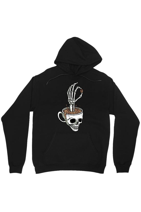 Funny Skeleton Hand Skeleton Head Coffee Halloween Graphic Caffeine Lover Creepy M7591 Unisex Hoodie, Up to Size 5XL