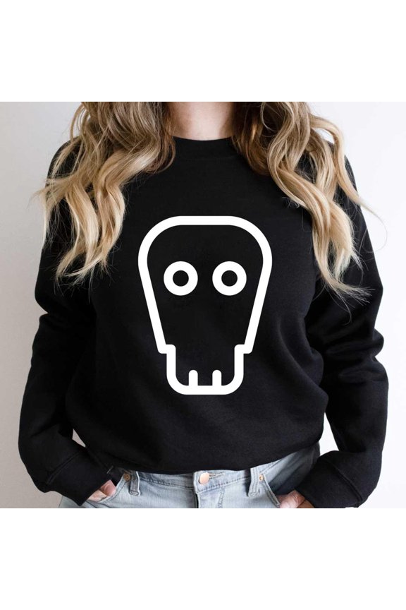 Funny Skeleton Head Graphic Tee, Minimalist Skeleton Head Aesthetic - Daily Wear Essential SW18493 Unisex Sweatshirt, Up to Size 5XL