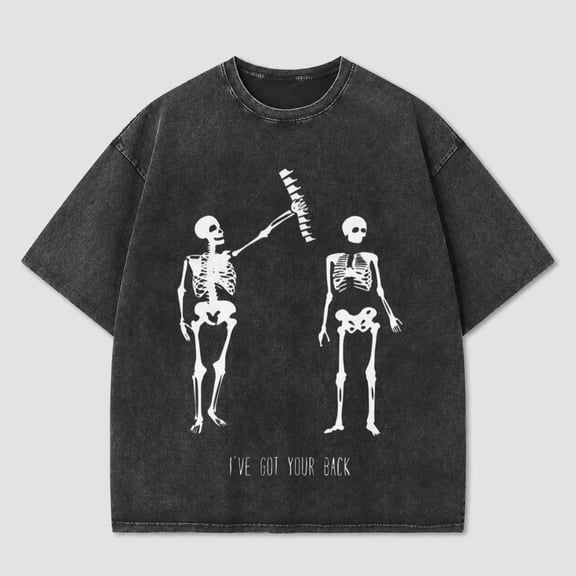 Funny Skeleton I’ve Got Your Back Graphic T-Shirt for Men and Women, Halloween Spine Humor Short Sleeve Tee