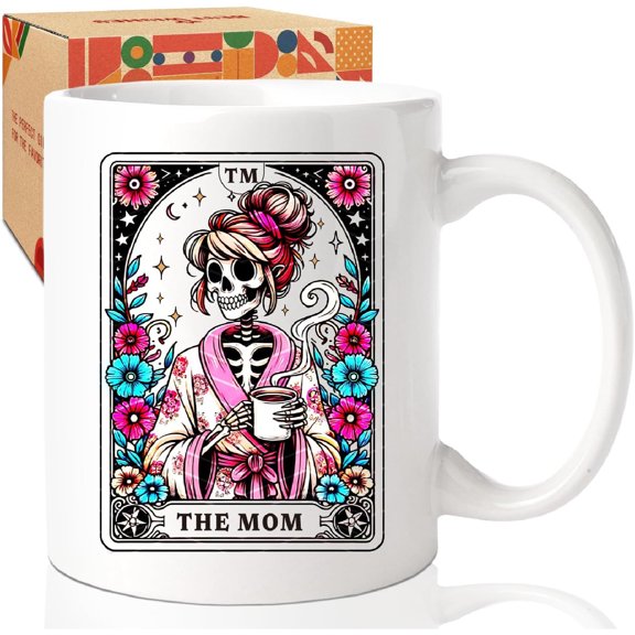 Funny Skeleton Mom Ceramic Mug - 11 oz Gothic Coffee Cup for Witchy Mothers Day, Spooky Gift for Tarot Lovers, Sister & Best Friend (Halloween/Birthday) -3