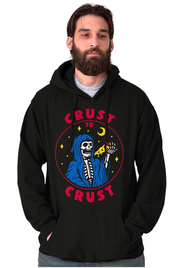 Funny Skeleton Pizza Crust to Crust Hoodie Sweatshirt Women Men Brisco Brands L