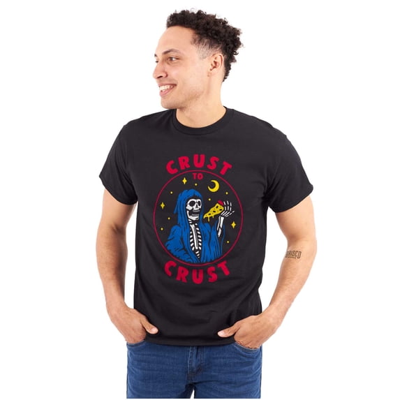 Funny Skeleton Pizza Crust to Crust Plus Size Crewneck Graphic Tee Shirt Brisco Brands 4X