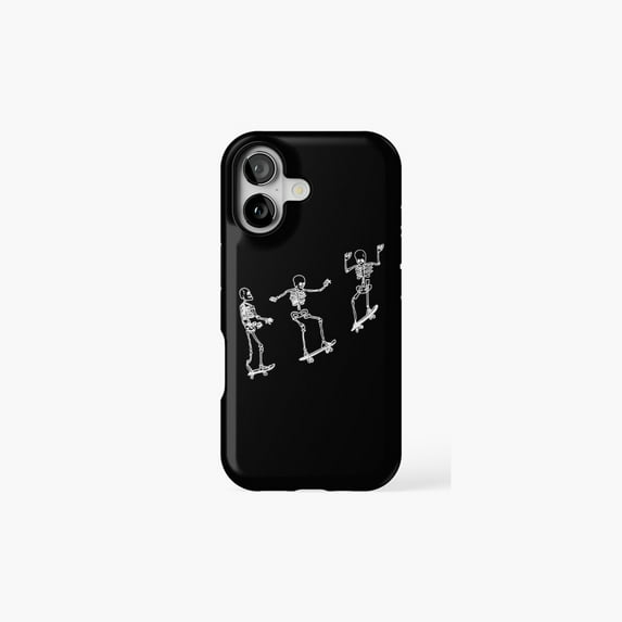 Funny Skeleton Riding Skateboard Cartoon Art Universal Phone Case for iPhone 11–17 Pro Max