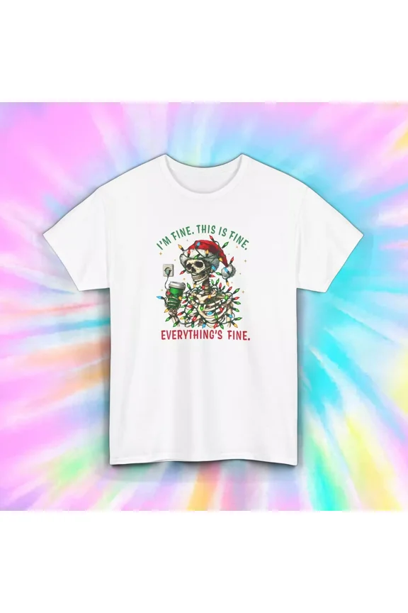 Funny Skeleton T-Shirt Lights Gift Im Fine This Is Fine