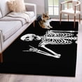 thumbnail image 1 of Funny Skeleton Washable Area Rugs 4'x6', Black Skull Horror Night Abstract Art Low Pile Throw Living Room Rug Non-Slip Sturdy Edge Binding Carpet for Indoor Entryway Bedside Kitchen, 1 of 9