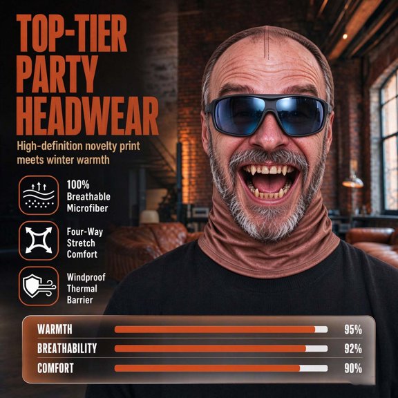 Funny Ski Mask, 14.6 Inch Full Face Windproof Winter Mask with Stretch Breathable Fabric, Warm Head Cover with Eye Opening for Skiing Snowboarding Outdoor Sports