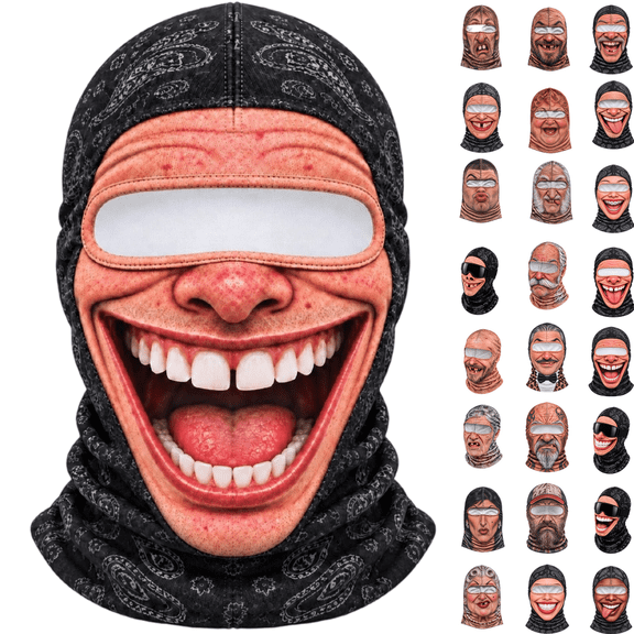 Funny Ski Mask 3D Printed Balaclava Mask for Men, Hilarious Party Face Cover for Group Photos Lodge Gatherings Winter Festivals, Gag Gift for Friends