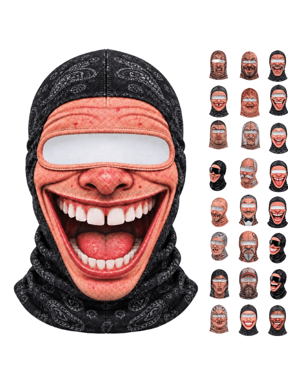 Funny Ski Mask 3D Printed Balaclava Mask for Men, Hilarious Party Face Cover for Group Photos Lodge Gatherings Winter Festivals, Gag Gift for Friends