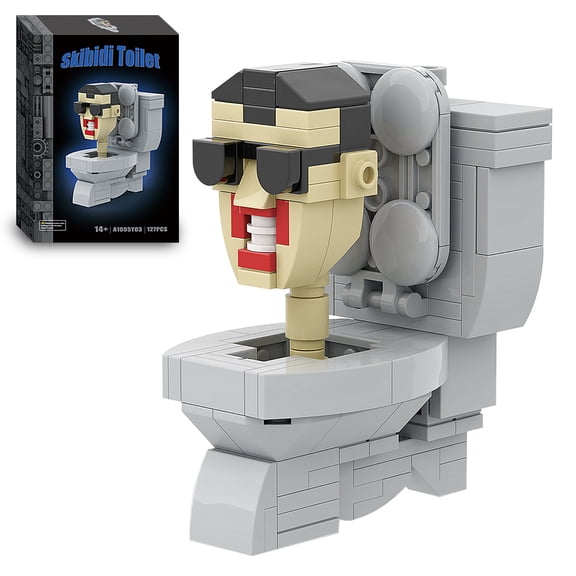 Funny Skibidi Toilet Micro Blocks Building Set - 127PCS 3D Puzzle for Teens & Adults, Creative DIY Desktop Decoration, Unique Gift for Meme Lovers