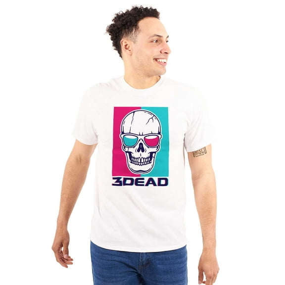 Funny Skull 3D Glasses 3Dead Joke Men's Graphic T Shirt Tees Brisco Brands X