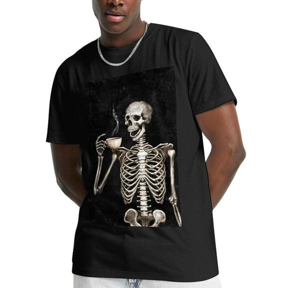 Funny Skull Halloween Mens Graphic T-Shirt(Black)