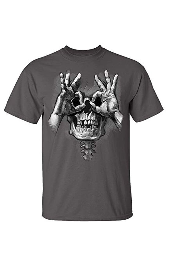 Funny Skull Hands Adult Men's Short Sleeve T-Shirt-Charcoal-5XL