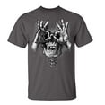 thumbnail image 1 of Funny Skull Hands Adult Men's Short Sleeve T-Shirt-Charcoal-Large, 1 of 4
