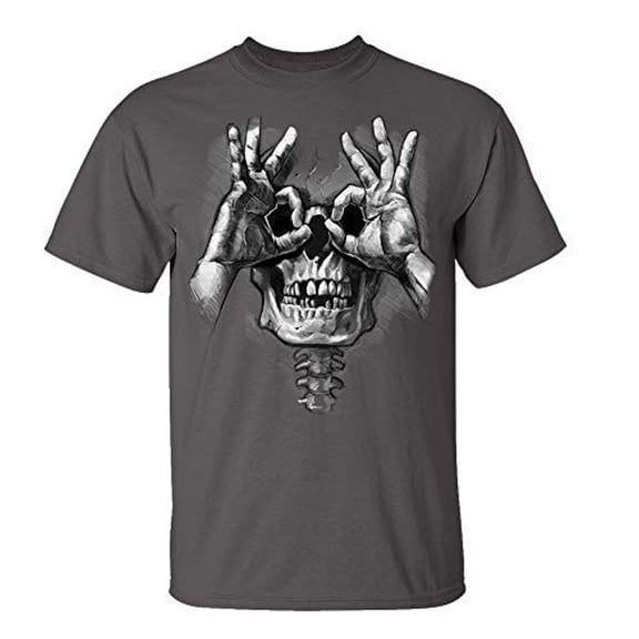 Funny Skull Hands Adult Men's Short Sleeve T-Shirt-Charcoal-Small